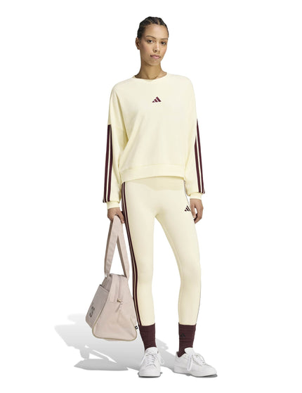adidas Essentials 3-Stripes French Terry Sweatshirt - Ivory/Maroonimages5- The Sports Edit