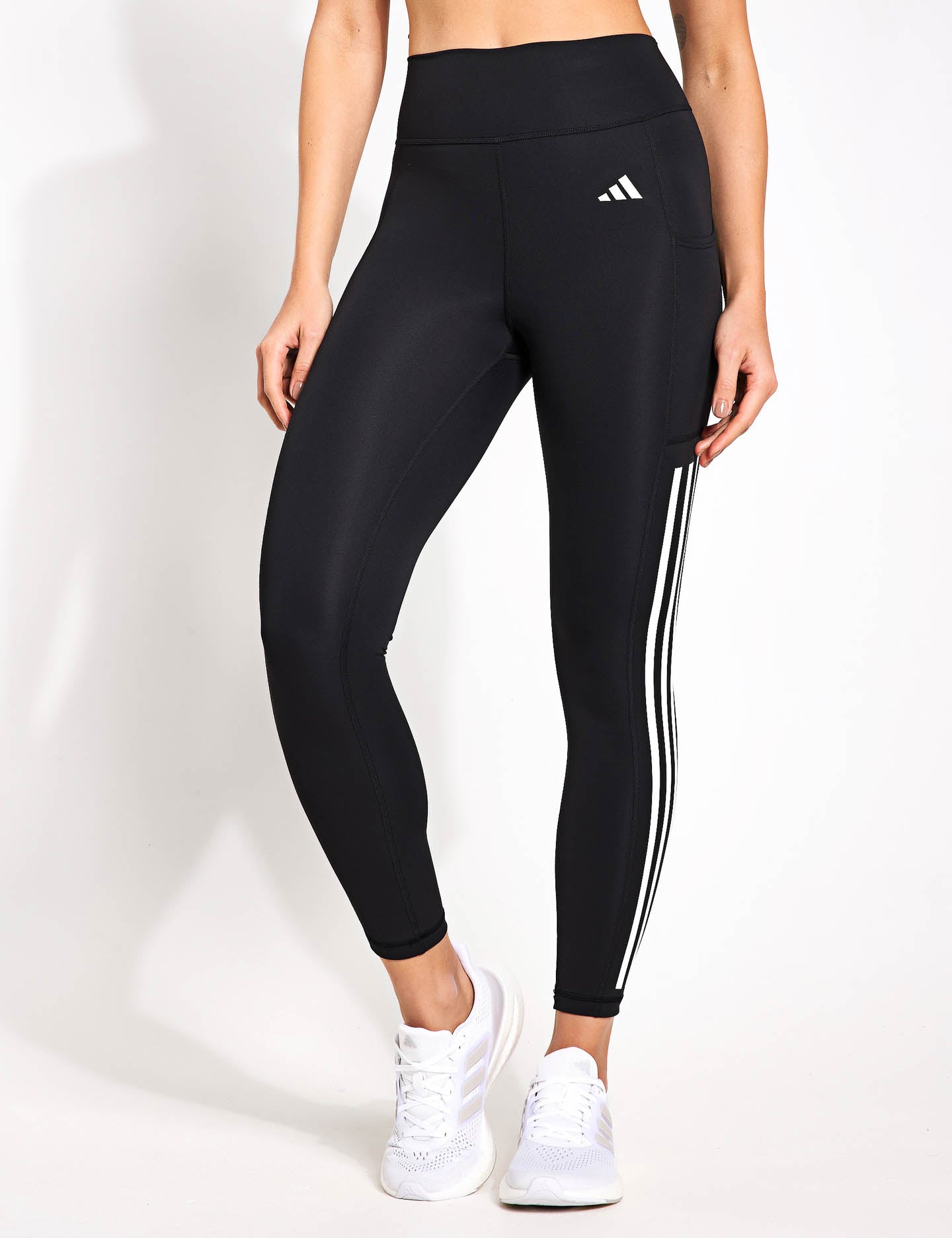 adidas | Optime 3-Stripes Leggings - Black | The Sports Edit