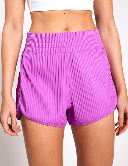 adidas Pacer All Gym Seasonal Rib High Waisted Tonal 3-Stripes Shorts - Purple Burstimages1- The Sports Edit