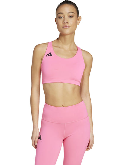 adidas Adizero Essentials Run Medium Support Bra - Lucid Pinkimages1- The Sports Edit