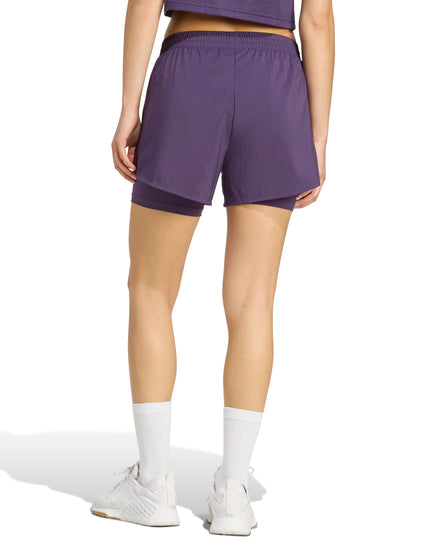 adidas AEROREADY Made For Training Minimal Two-In-One Shorts - Aurora Plum/Blackimages2- The Sports Edit