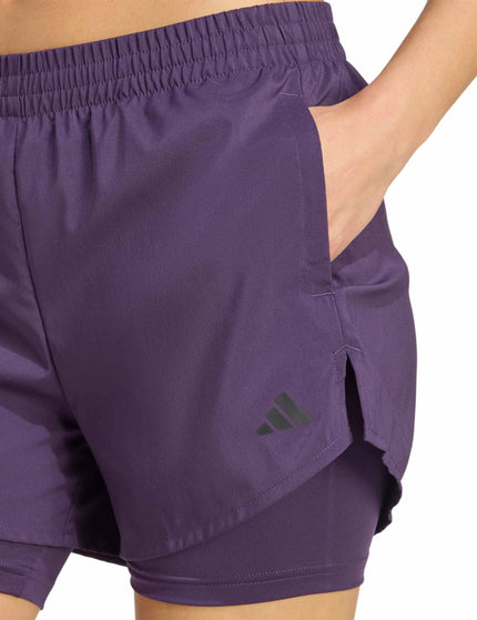 adidas AEROREADY Made For Training Minimal Two-In-One Shorts - Aurora Plum/Blackimages3- The Sports Edit