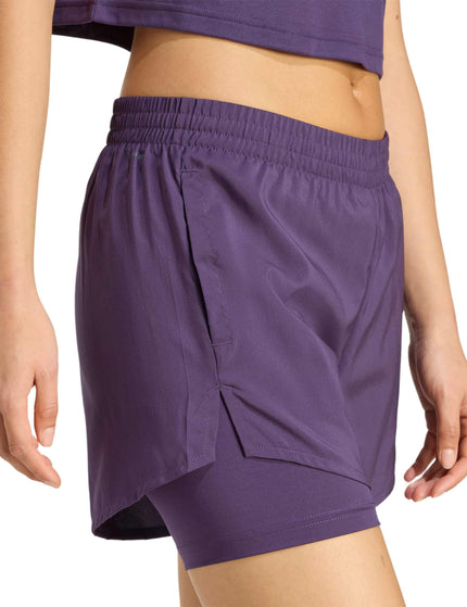 adidas AEROREADY Made For Training Minimal Two-In-One Shorts - Aurora Plum/Blackimages4- The Sports Edit