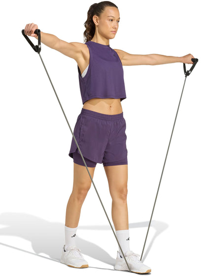 adidas AEROREADY Made For Training Minimal Two-In-One Shorts - Aurora Plum/Blackimages5- The Sports Edit