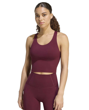 All Me Medium-Support Long Line Bra Tank Top - Maroon