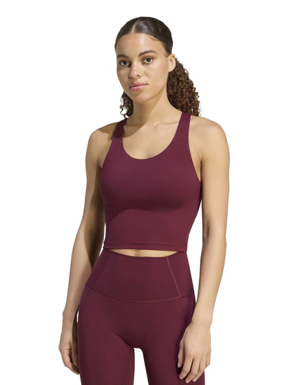 adidas All Me Medium-Support Long Line Bra Tank Top - Maroonimages1- The Sports Edit