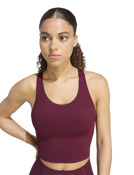 adidas All Me Medium-Support Long Line Bra Tank Top - Maroonimages3- The Sports Edit