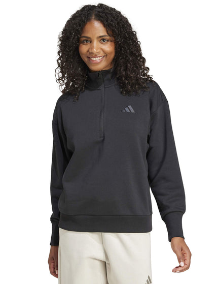 adidas ALL SZN Fleece Loose Quarter-Zip Sweatshirt - Blackimages1- The Sports Edit