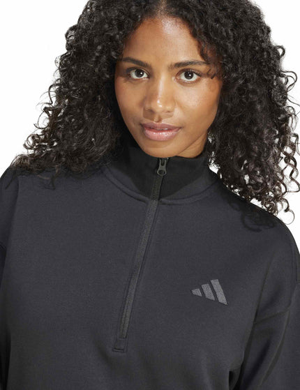 adidas ALL SZN Fleece Loose Quarter-Zip Sweatshirt - Blackimages3- The Sports Edit