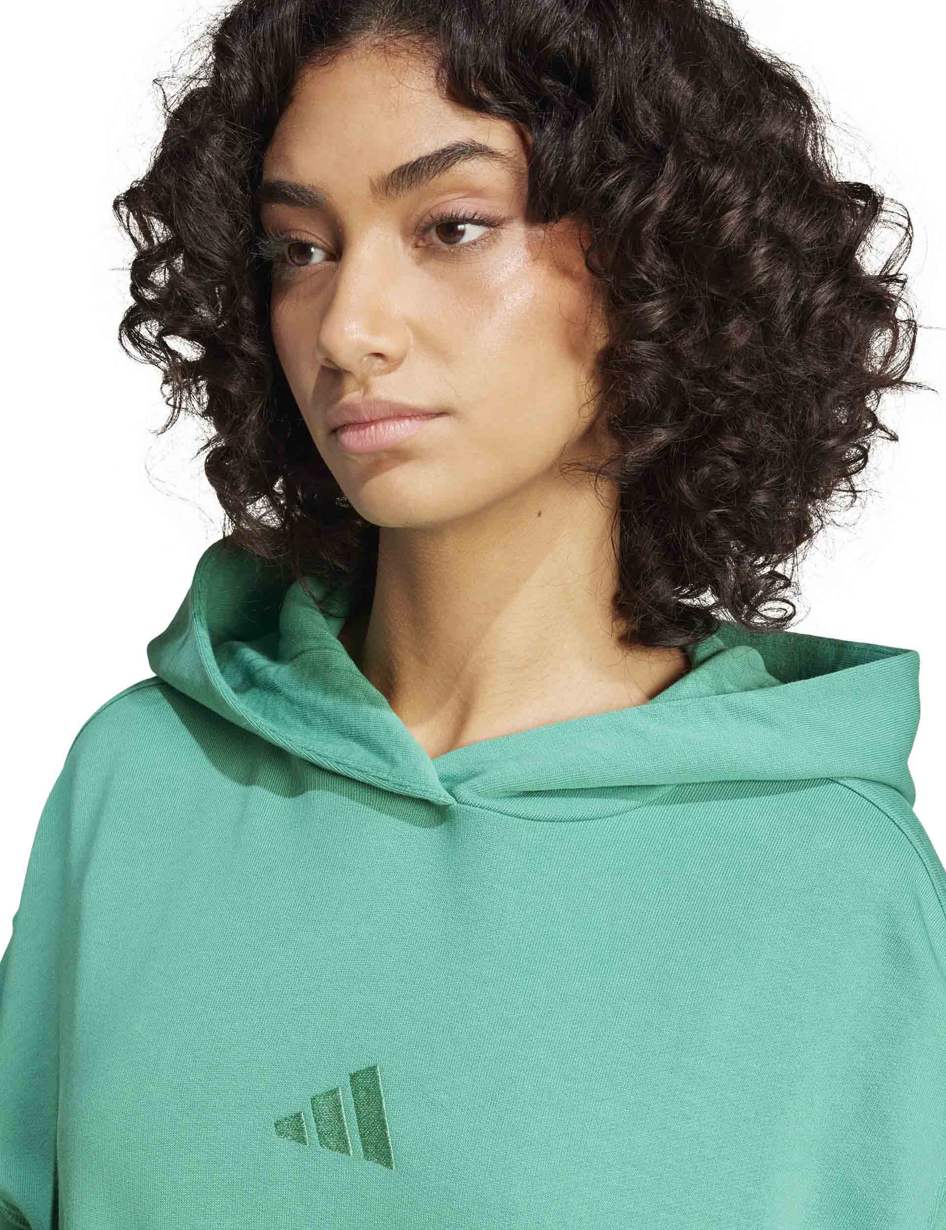 Adidas Hoodies Originals Three Stripe Cropped Hoodie In Green