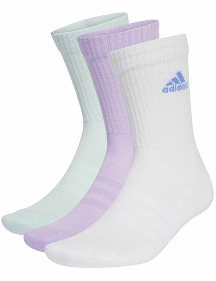 adidas Cushioned Crew Socks 3 Pairs - Powder Plum/White/Halo Mintimages1- The Sports Edit