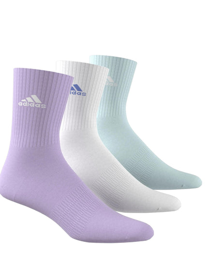adidas Cushioned Crew Socks 3 Pairs - Powder Plum/White/Halo Mintimages2- The Sports Edit