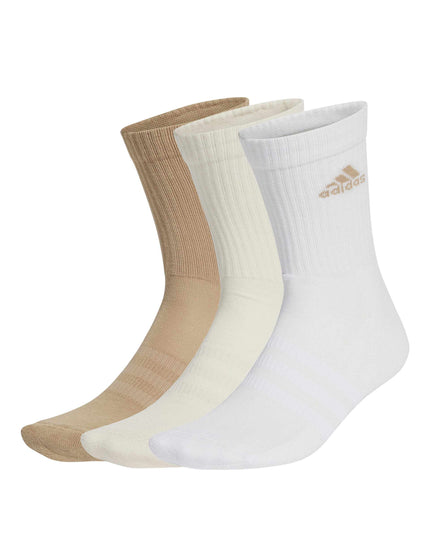 adidas Cushioned Crew Socks 3 Pairs - White/Wonder White/Warm Sandstoneimages1- The Sports Edit