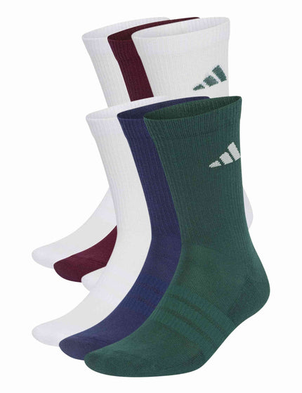 adidas Cushioned Crew Socks 6 Pair Pack - White/Dark Blue/Maroon/Collegiate Greenimages1- The Sports Edit