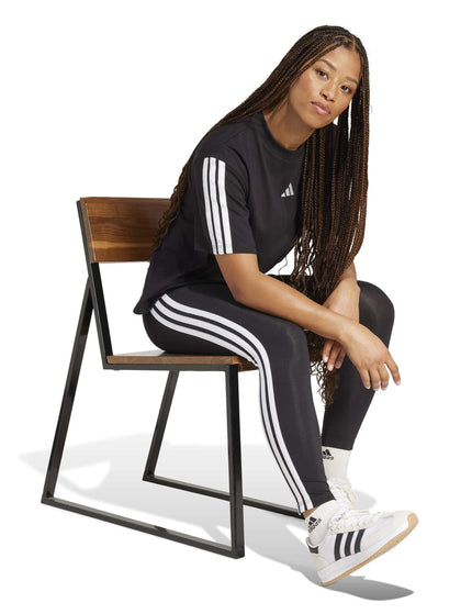 adidas Essentials 3-Stripes Cotton Leggings - Black/Whiteimages5- The Sports Edit