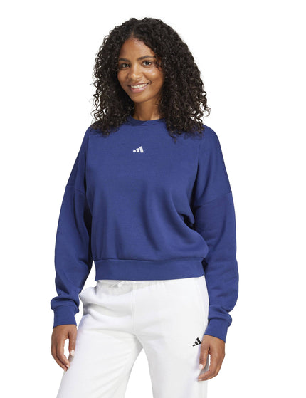 adidas Essentials Small Logo Feelcozy Sweatshirt - Dark Blue/Whiteimages1- The Sports Edit