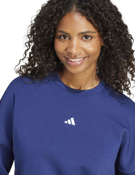 adidas Essentials Small Logo Feelcozy Sweatshirt - Dark Blue/Whiteimages3- The Sports Edit