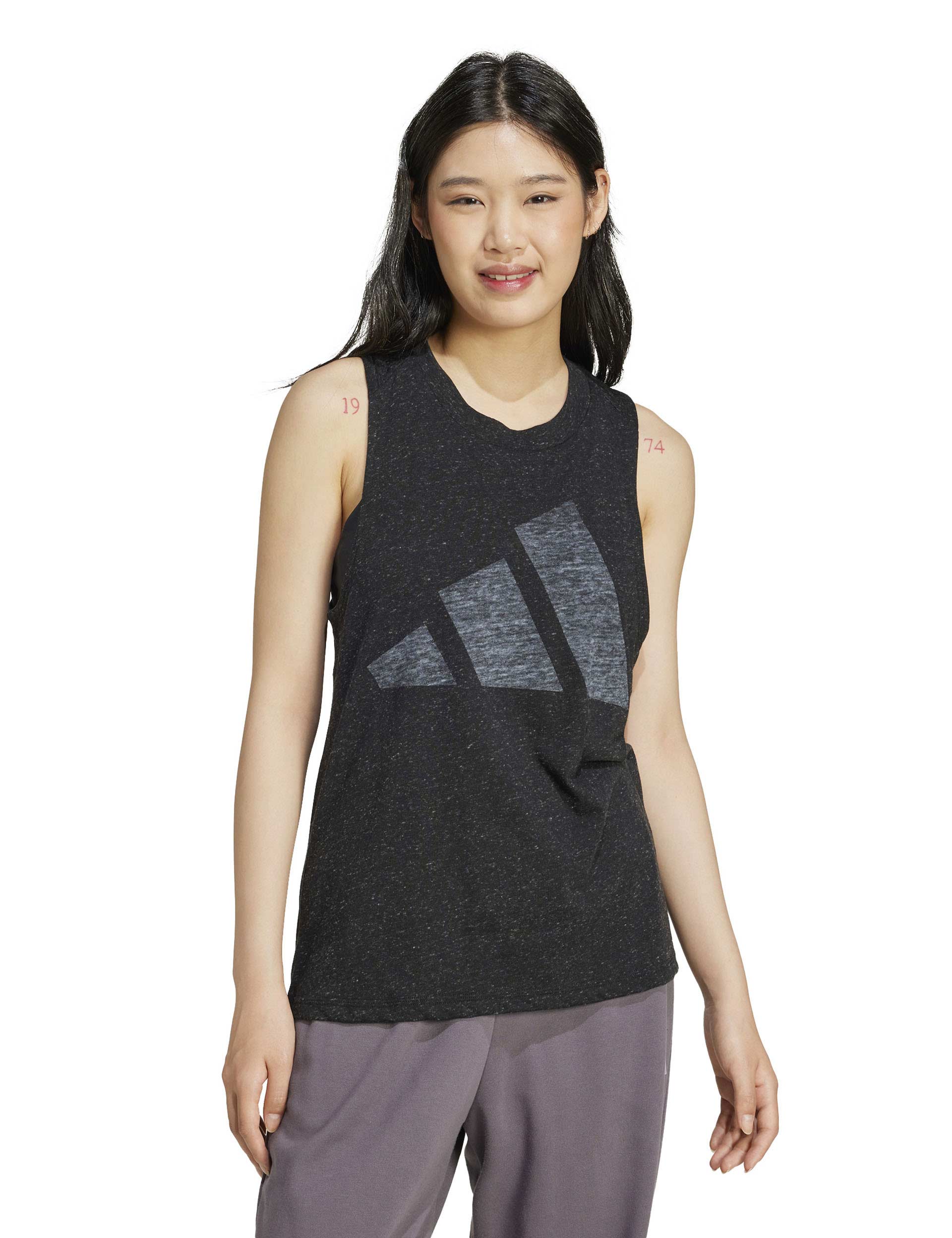 H10199 adidas | Essentials Winners Tank Top - Black/White | The Sports Edit