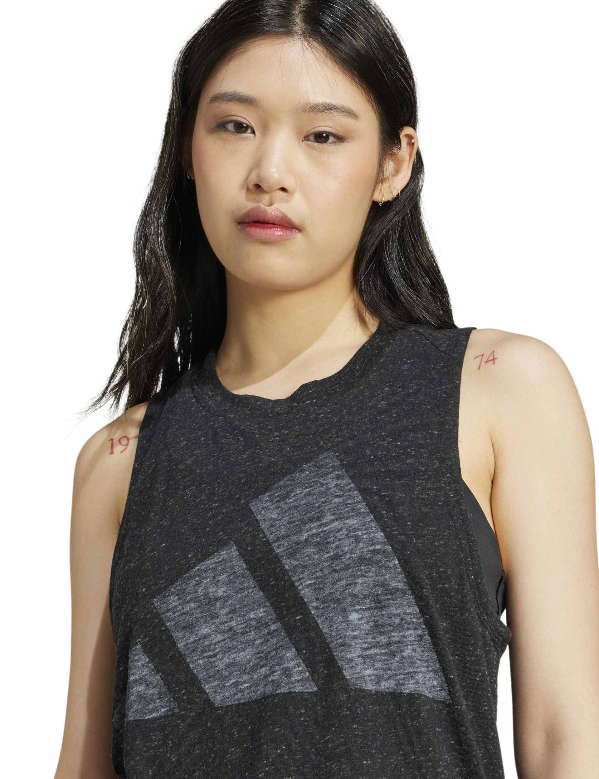 H10199 adidas | Essentials Winners Tank Top - Black/White | The Sports Edit
