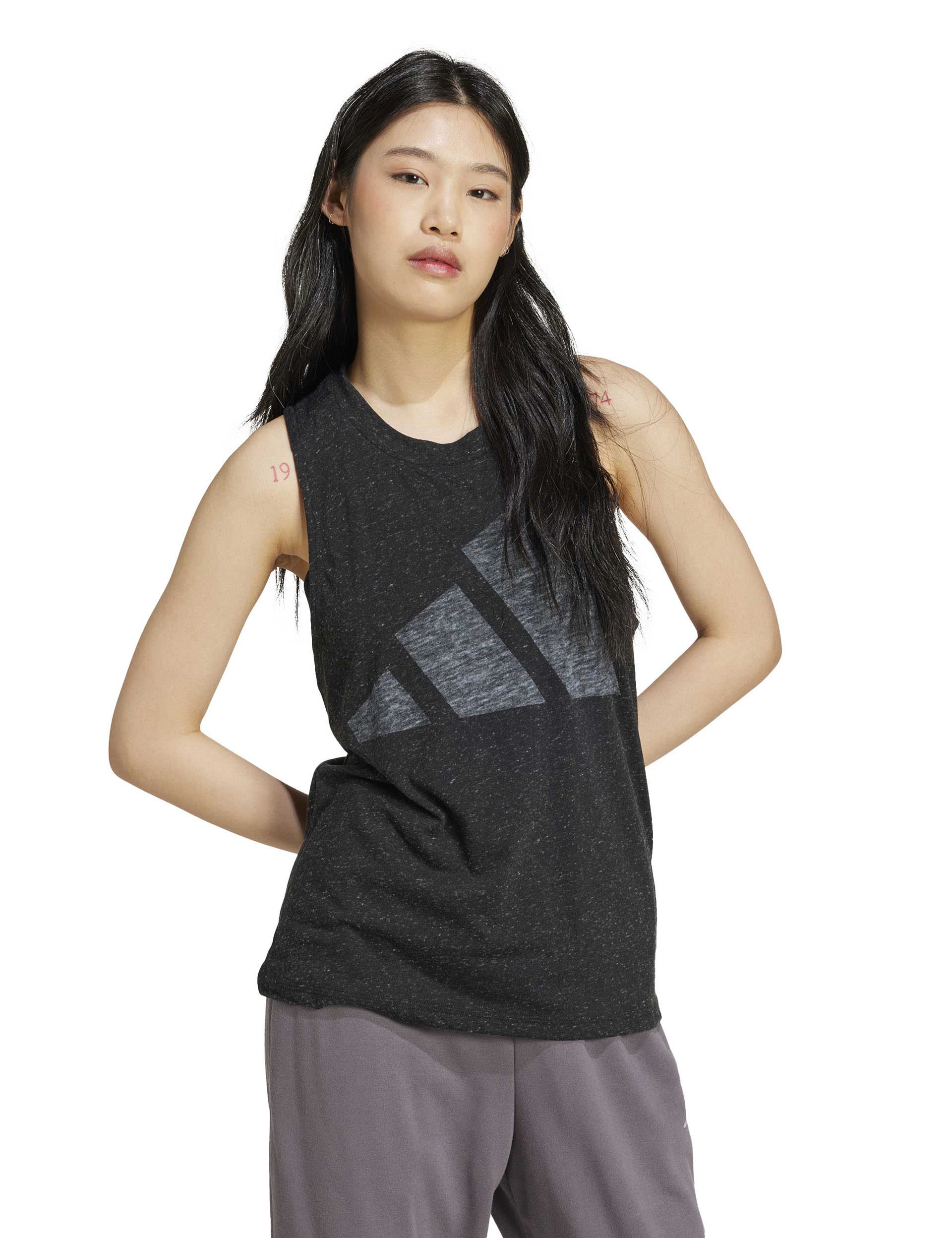 H10199 adidas | Essentials Winners Tank Top - Black/White | The Sports Edit