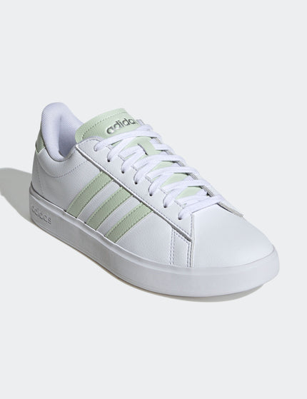 adidas Grand Court 2.0 Shoes - Cloud White/Linen Green/Matte Silverimages2- The Sports Edit