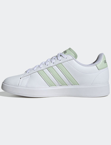 adidas Grand Court 2.0 Shoes - Cloud White/Linen Green/Matte Silverimages4- The Sports Edit