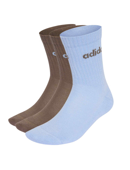adidas Linear Crew Cushioned Socks 3 Pairs - Earth Strata/Glow Blueimages1- The Sports Edit