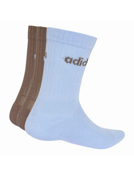 adidas Linear Crew Cushioned Socks 3 Pairs - Earth Strata/Glow Blueimages2- The Sports Edit