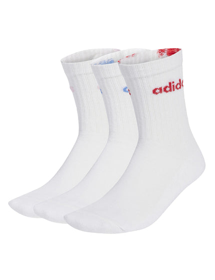 adidas Linear Crew Cushioned Socks 3 Pairs - White/Powder Teal/Clear Pink/Blue Fusionimages1- The Sports Edit