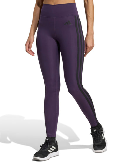 adidas Optime Essentials 3-Stripes 7/8 Leggings - Aurora Plum/Blackimages1- The Sports Edit