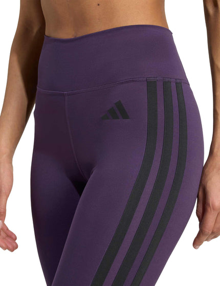 adidas Optime Essentials 3-Stripes 7/8 Leggings - Aurora Plum/Blackimages3- The Sports Edit