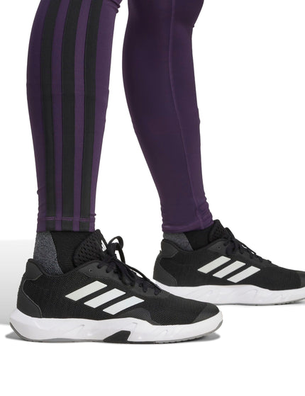 adidas Optime Essentials 3-Stripes 7/8 Leggings - Aurora Plum/Blackimages4- The Sports Edit
