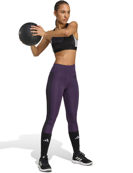 adidas Optime Essentials 3-Stripes 7/8 Leggings - Aurora Plum/Blackimages5- The Sports Edit