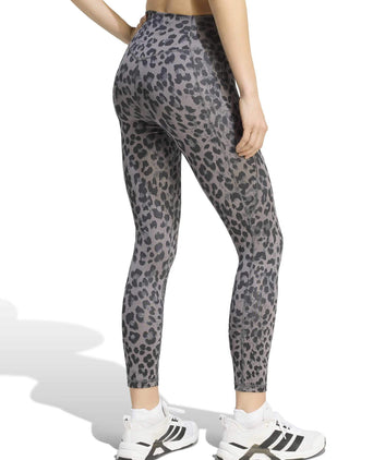 Optime Essentials 3-Stripes Leopard 7/8 Leggings - Grey Four/Grey Six/Black