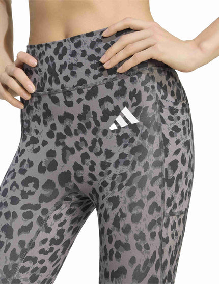 adidas Optime Essentials 3-Stripes Leopard 7/8 Leggings - Grey Four/Grey Six/Blackimages3- The Sports Edit