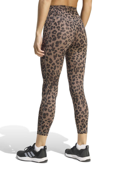 adidas Optime Essentials 3-Stripes Leopard 7/8 Leggings - Earth Strata/Brown/Blackimages2- The Sports Edit