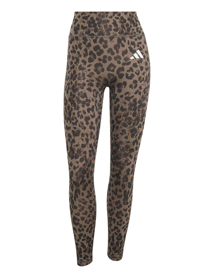 adidas Optime Essentials 3-Stripes Leopard 7/8 Leggings - Earth Strata/Brown/Blackimages6- The Sports Edit