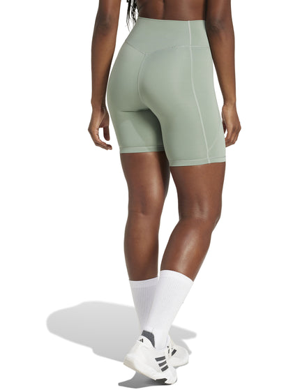 adidas Optime Essentials Stash Pocket 7-Inch Short Leggings - Silver Green/Whiteimages2- The Sports Edit