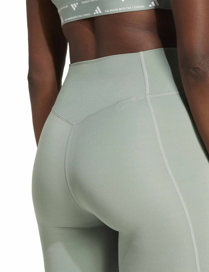 adidas Optime Essentials Stash Pocket 7-Inch Short Leggings - Silver Green/Whiteimages4- The Sports Edit