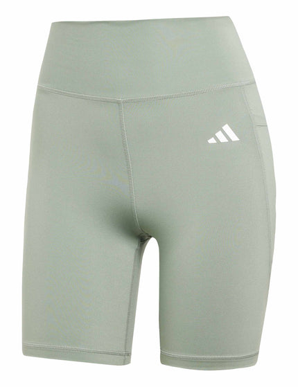 adidas Optime Essentials Stash Pocket 7-Inch Short Leggings - Silver Green/Whiteimages6- The Sports Edit