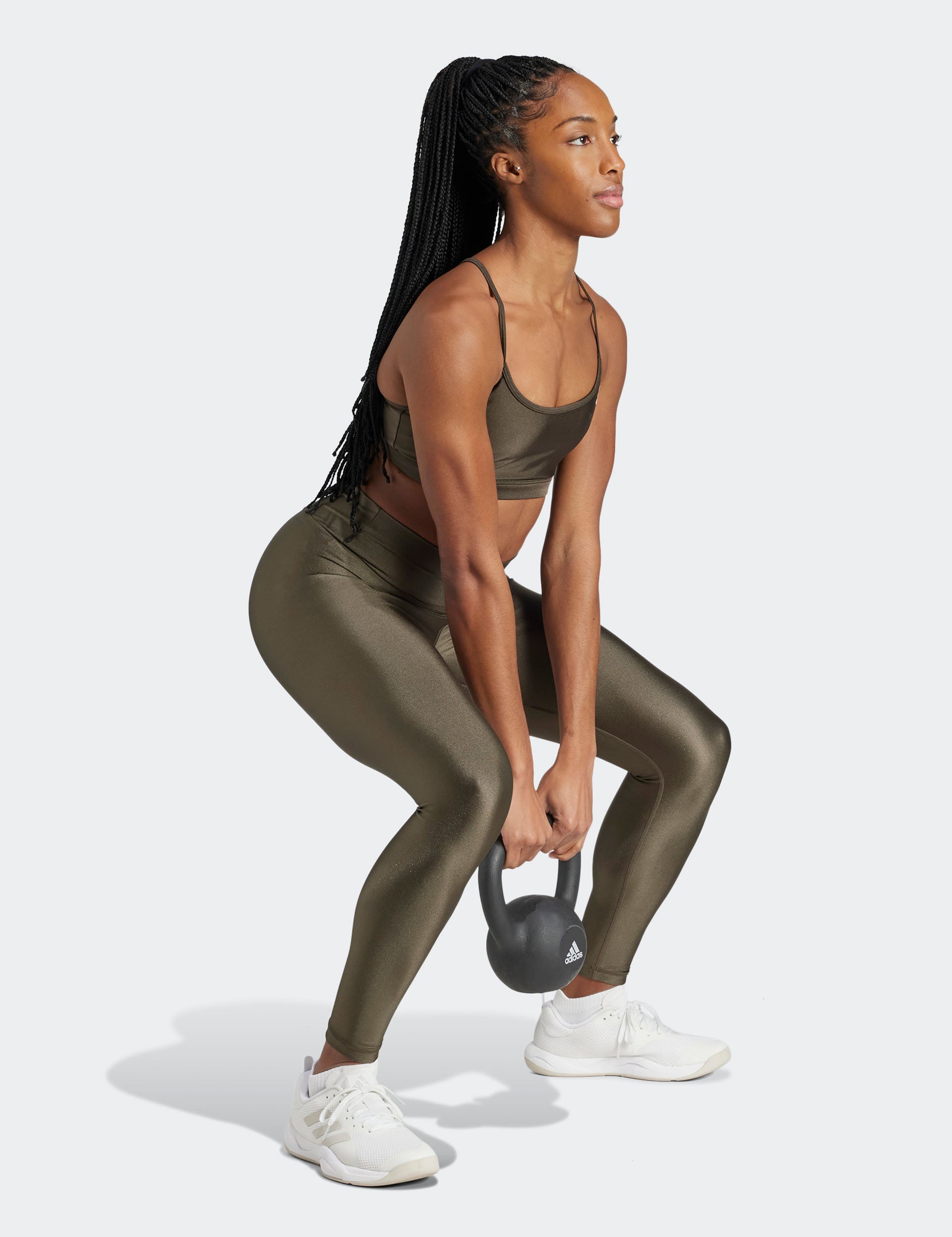 adidas Optime Essentials Shine 7/8 Legging Olive The Sports Edit
