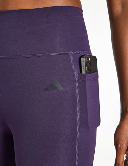adidas Optime Essentials Stash Pocket 7-Inch Short Leggings - Aurora Plumimages3- The Sports Edit