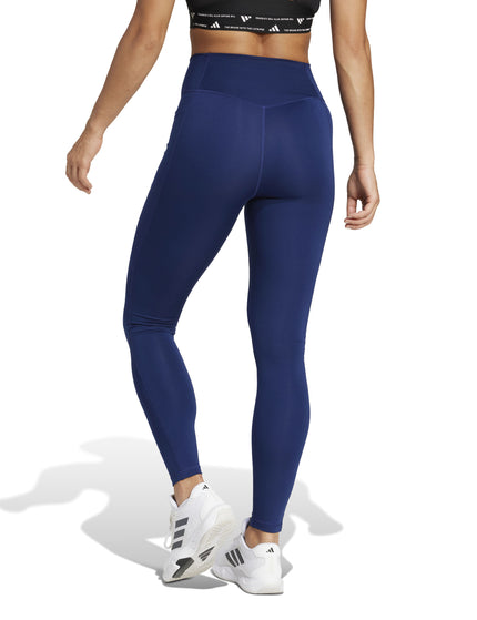 adidas Optime Essentials Stash Pocket Full-Length Leggings - Dark Blue/Whiteimages2- The Sports Edit