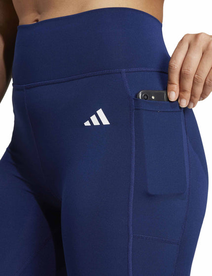 adidas Optime Essentials Stash Pocket Full-Length Leggings - Dark Blue/Whiteimages3- The Sports Edit