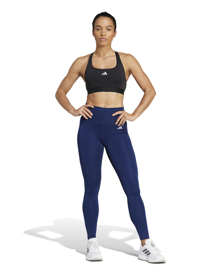 adidas Optime Essentials Stash Pocket Full-Length Leggings - Dark Blue/Whiteimages5- The Sports Edit