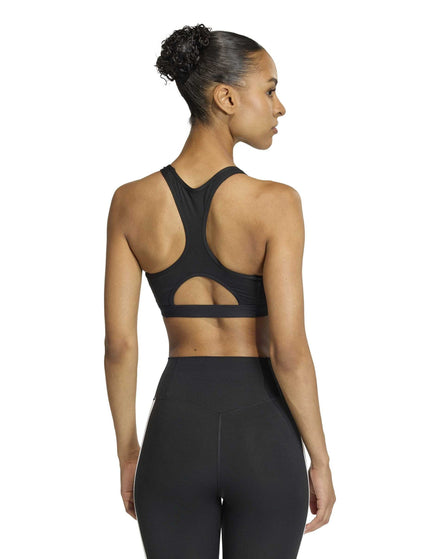 adidas Optime Essentials Workout 3-Stripes Medium Support Bra - Black/Whiteimages2- The Sports Edit