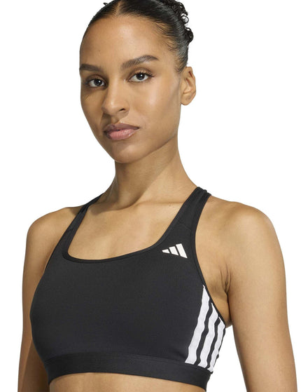 adidas Optime Essentials Workout 3-Stripes Medium Support Bra - Black/Whiteimages3- The Sports Edit