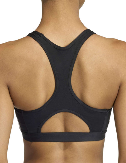 adidas Optime Essentials Workout 3-Stripes Medium Support Bra - Black/Whiteimages4- The Sports Edit