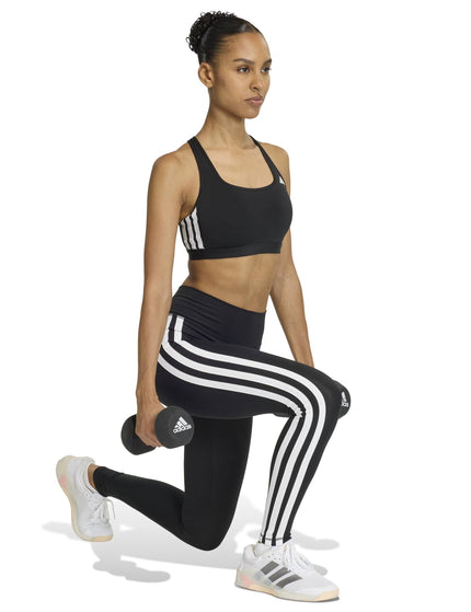 adidas Optime Essentials Workout 3-Stripes Medium Support Bra - Black/Whiteimages5- The Sports Edit