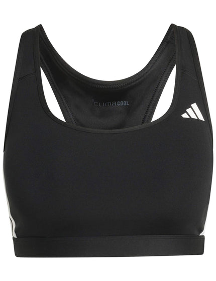 adidas Optime Essentials Workout 3-Stripes Medium Support Bra - Black/Whiteimages7- The Sports Edit